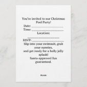 Christmas Pool Party  Cute Hippo on Flamingo Float 招待状 (裏面)