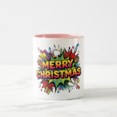 Christmas Pop Art Comic Explode ツートーンマグカップ (中央)