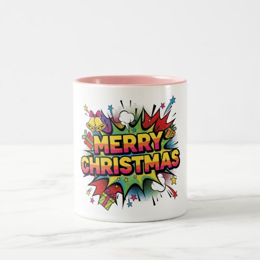 Christmas Pop Art Comic Explode ツートーンマグカップ (中央)