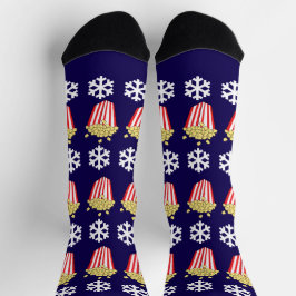 Christmas Popcorn Movie Night Novelty Festive ソックス