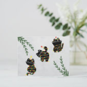 Christmas postcard cute cat playing pets funny ポストカード (スタンド正面)