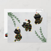 Christmas postcard cute cat playing pets funny ポストカード (正面/裏面)