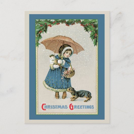 Christmas Postcard: Vintage Christmas Postcard シーズンポストカード (正面)