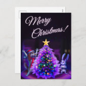Christmas Postcard with cute animals シーズンポストカード (正面/裏面)