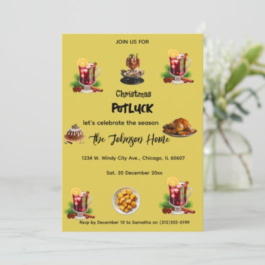 Christmas Potluck Invitation 招待状 (スタンド正面)