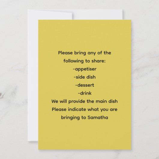 Christmas Potluck Invitation 招待状 (裏面)