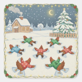 Christmas Poultry in Motion, Christmas Stickers スクエアシール