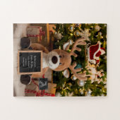 Christmas Pregnancy Announcement cute reindeer  ジグソーパズル (横)
