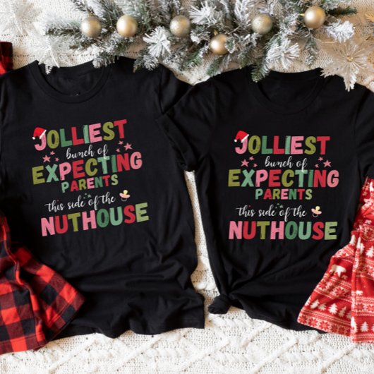 Christmas Pregnancy Announcement Matching Couple  Tシャツ
