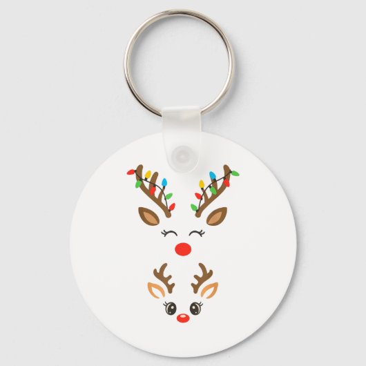 Christmas Pregnancy Reindeer Xmas Lights New Mom T キーホルダー (正面)