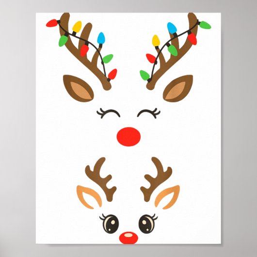 Christmas Pregnancy Reindeer Xmas Lights New Mom T ポスター (正面)