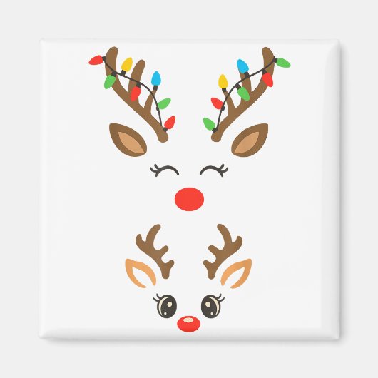 Christmas Pregnancy Reindeer Xmas Lights New Mom T マグネット (正面)