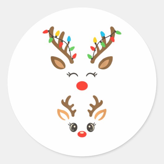 Christmas Pregnancy Reindeer Xmas Lights New Mom T ラウンドシール (正面)