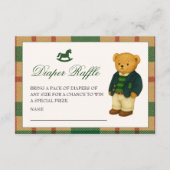 Christmas Preppy Bear Baby Shower Diaper Raffle エンクロージャーカード (正面)