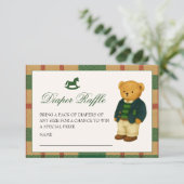 Christmas Preppy Bear Baby Shower Diaper Raffle エンクロージャーカード (スタンド正面)