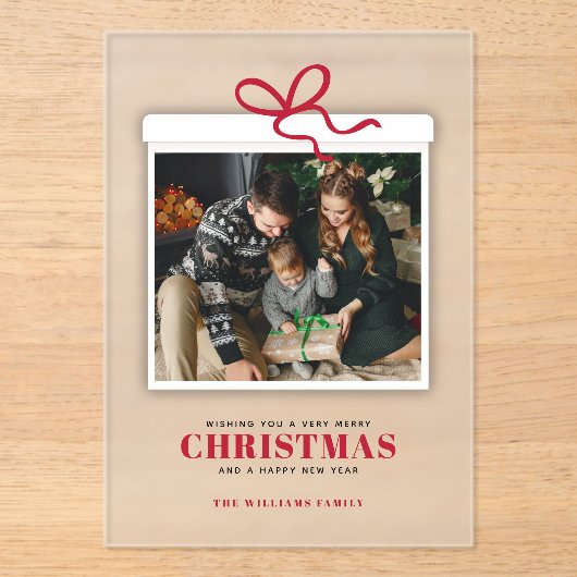 Christmas Present Photo アクリル招待状 (正面)