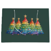 Christmas Pride Rainbow LGBTQ Equal Rights Gay  ラージペーパーバッグ (正面)