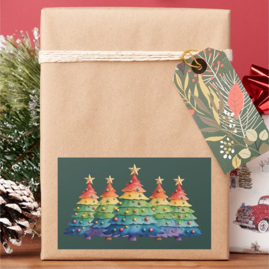 Christmas Pride Rainbow LGBTQ Equal Rights Gay  長方形シール (クリスマス)