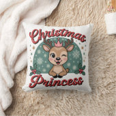 Christmas Princess | Cute Girly Reindeer Christmas クッション (ブランケット)