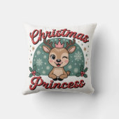 Christmas Princess | Cute Girly Reindeer Christmas クッション (裏面)
