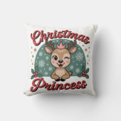 Christmas Princess | Cute Girly Reindeer Christmas クッション (正面)