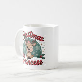 Christmas Princess | Cute Girly Reindeer Christmas コーヒーマグカップ (正面左)