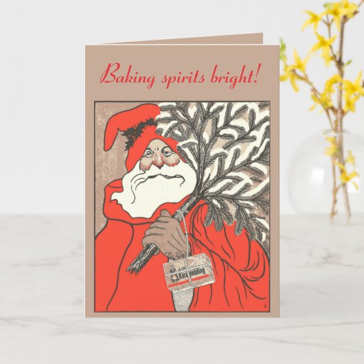 Christmas Pudding And Germanic Santa Vector カード (黄色い花)