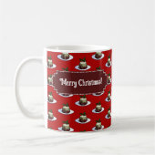 Christmas Pudding Merry Christmas! Holly Pattern コーヒーマグカップ (左)