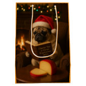 Christmas Pug Christmas gift bag ミディアムペーパーバッグ (裏面)