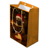 Christmas Pug Christmas gift bag ミディアムペーパーバッグ (裏面アングル)