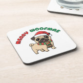Christmas Pug Coaster: Merry Woofmas コースター (左側)