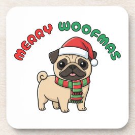 Christmas Pug Coaster: Merry Woofmas コースター