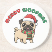 Christmas Pug Coaster: Merry Woofmas コースター (正面)