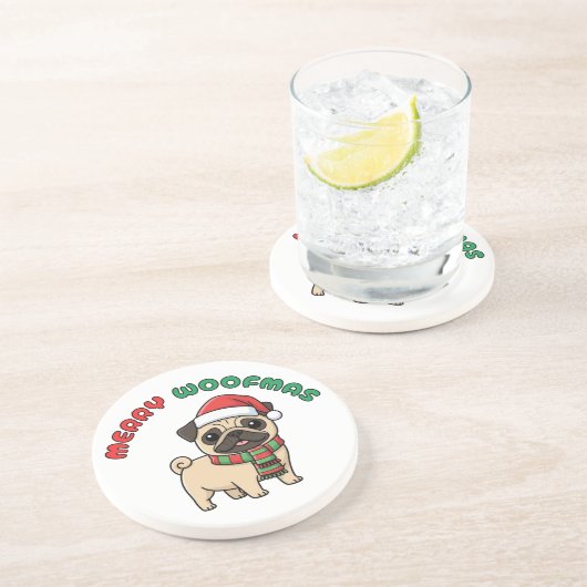 Christmas Pug Coaster: Merry Woofmas コースター (側面)