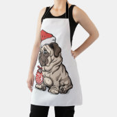 Christmas Pug cute hat cartoon エプロン (インサイチュ)