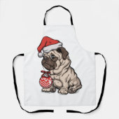 Christmas Pug cute hat cartoon エプロン (正面)