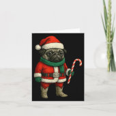 Christmas Pug Dog Funny Xmas Outfit Red Pug Candy  カード (正面)