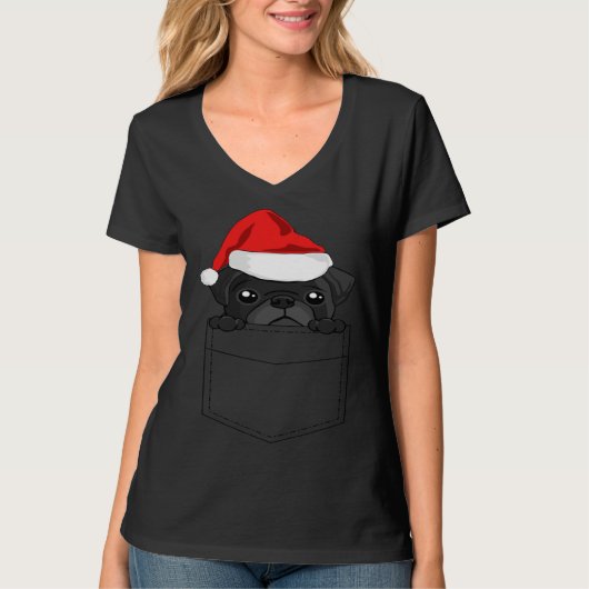 Christmas Pug Dog In Your Pocket Tシャツ (正面)