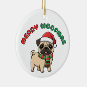 Christmas Pug Ornament: Merry Woofmas セラミックオーナメント (右)