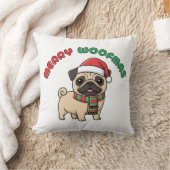Christmas Pug Pillow: Merry Woofmas クッション (ブランケット)