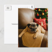 Christmas Pug Postcard Cozy Holiday Evening ポストカード (正面/裏面)