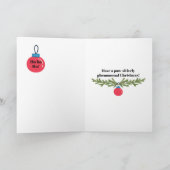 Christmas Pup Antlers Add Name Holiday Card シーズンカード (内部)