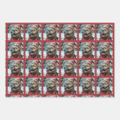 Christmas puppies, raccoon, Elf ラッピングペーパーシート (正面2)