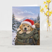 Christmas Puppy Backpack Adventure カード (黄色い花)