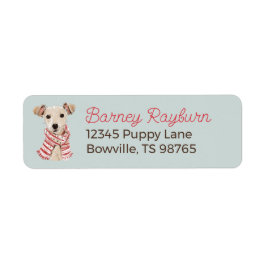 Christmas Puppy in a Scarf address label ラベル