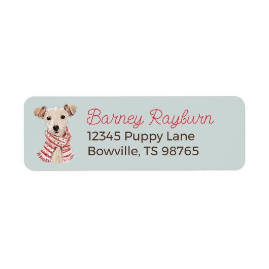 Christmas Puppy in a Scarf address label ラベル (正面)