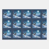 Christmas Puppy, Santa, Reindeer ラッピングペーパーシート (正面3)