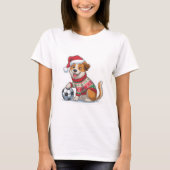 Christmas Puppy with Soccer Ball Tシャツ (正面)