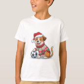Christmas Puppy with Soccer Ball Tシャツ (正面)