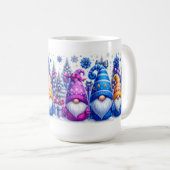 Christmas Purple & Blue Gnomes コーヒーマグカップ (正面右)